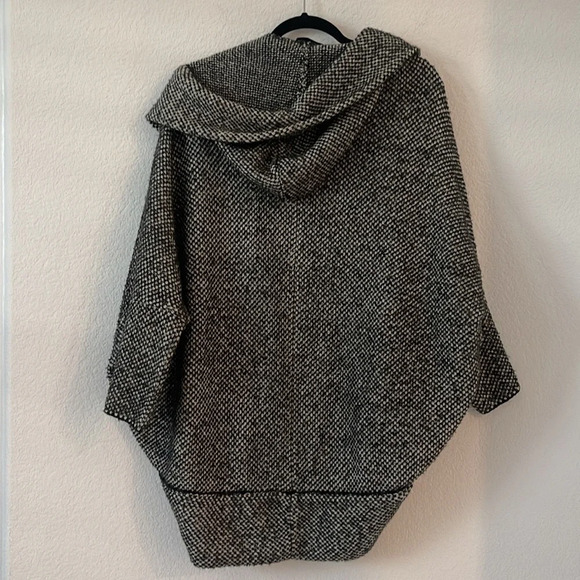Zara Knit | Open Cardigan with Hoodie and Pockets | Black and White | Sz S - Picture 6 of 6